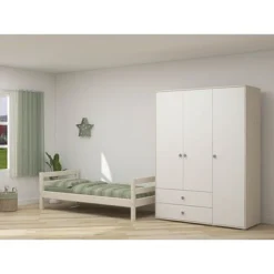 FLEXA Classic Kleiderschrank Mit 3 Türen U. 2 Schubladen Mattweiß/Lack Weiß/grün -Kinder Haushaltswaren Geschäft rzy2sc3meii4lmvw79p5wpz3ykf8