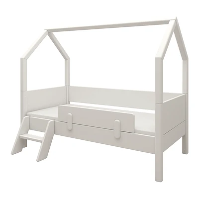 FLEXA Ask Junior Hausbett 70x160cm Mit Absturzsicherung Und Leiter Weiß 1 FLEXA Ask Junior Hausbett 70x160cm Mit Absturzsicherung Und Leiter Weiß