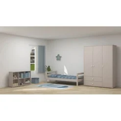 FLEXA Classic Kleiderschrank Mit 3 Türen U. 2 Schubladen Grau/weiß -Kinder Haushaltswaren Geschäft t1f5fduoqf938do8t4nfq0yme7ni