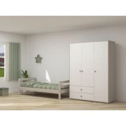 FLEXA Classic Kleiderschrank Mit 3 Türen U. 2 Schubladen Grau/Lack Weiß/grün -Kinder Haushaltswaren Geschäft t8ga4710uvih48g2vig3gqde48f3