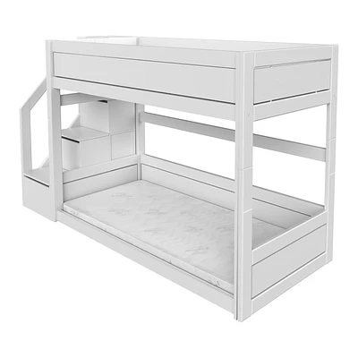 Lifetime Niedriges Etagenbett Mit Treppe Und Deluxe Lattenrost Weiß Lackiert 2 Lifetime Niedriges Etagenbett Mit Treppe Und Deluxe Lattenrost Weiß Lackiert – Bild 2