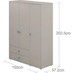 FLEXA Classic Kleiderschrank Mit 3 Türen U. 2 Schubladen Grau/blau -Kinder Haushaltswaren Geschäft tmfb8gvtcu2w26gkccai4qbd97r9