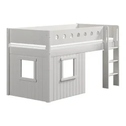 FLEXA White Halbhohes Bett Mit Senkrechter Leiter Und Baumhaus Panelen Weiß -Kinder Haushaltswaren Geschäft tqv2x7e8eb5jqq7bc9rivnd63sr6