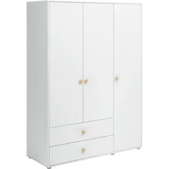 FLEXA Roomie Kleiderschrank Mit 3 Türen Und 2 Schubladen Weiß/eiche -Kinder Haushaltswaren Geschäft u03gukzd8p6r1re908j33zo5hu90