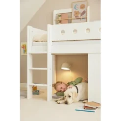 FLEXA White Halbhohes Bett Mit Senkrechter Leiter Und Baumhaus Panelen Weiß -Kinder Haushaltswaren Geschäft u2tf446bsh08oo8zdpgaijkv525q