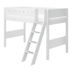 FLEXA White Mittelhohes Bett Mit Schrägleiter Weiß