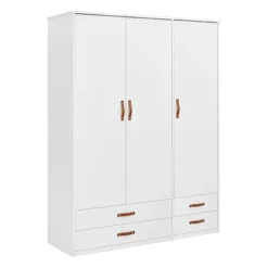 COOL KIDS Kleiderschrank Mit 3 Türen Und 4 Schubladen Weiß