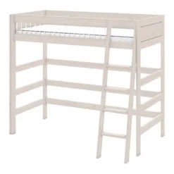 Lifetime Hochbett Mit Deluxe Lattenrost Absturzsicherung Streben Whitewash Schräge Leiter 464021-01W