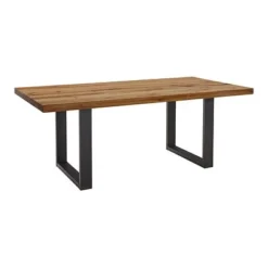LifeConcept Esstisch 180x100cm Zerreiche Gerade Kante (6cm) Natur Geölt Mit Metall U-Gestell