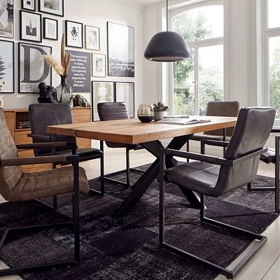 LifeConcept Esstisch 200x100cm Zerreiche Baumkante (6cm) Natur Geölt Mit Metall Spider-Gestell 1 LifeConcept Esstisch 200x100cm Zerreiche Baumkante (6cm) Natur Geölt Mit Metall Spider-Gestell