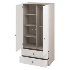 FLEXA Classic Kleiderschrank Mit 2 Türen U. 2 Schubladen Grau/Lack Weiß/blau -Kinder Haushaltswaren Geschäft uvwsxdoyi6cyp9k11fot5jk9msvl