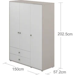 FLEXA Classic Kleiderschrank Mit 3 Türen U. 2 Schubladen Grau/Lack Weiß/grün -Kinder Haushaltswaren Geschäft v0pz481rt39g5lmarmslg8hz1nzp