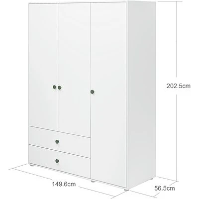 FLEXA Roomie Kleiderschrank Mit 3 Türen Und 2 Schubladen Weiß/dunkelgrün 4 FLEXA Roomie Kleiderschrank Mit 3 Türen Und 2 Schubladen Weiß/dunkelgrün – Bild 4