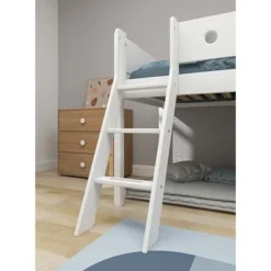 FLEXA White Halbhohes Bett Mit Schrägleiter Und Baumhaus Panelen Weiß/Eiche -Kinder Haushaltswaren Geschäft vux0bwxl0uelxn9vuvt5dp7dub01