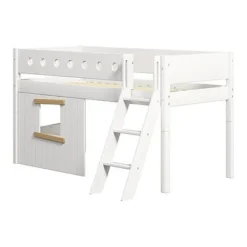 FLEXA White Halbhohes Bett Mit Schrägleiter Und Baumhaus Panelen Weiß/Eiche -Kinder Haushaltswaren Geschäft w5wj3bs2hdp1y9wsk1pfpp5nvwe6