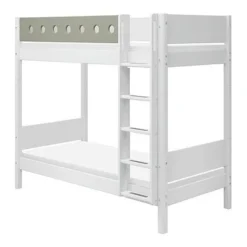 FLEXA White Hohes Etagenbett 90x200 Cm Mit Senkrechter Leiter Weiß/grün