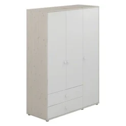 FLEXA Classic Kleiderschrank Mit 3 Türen U. 2 Schubladen Mattweiß/Lack Weiß
