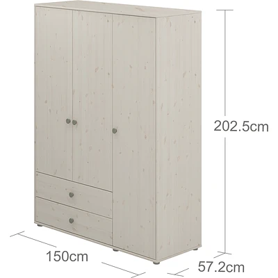FLEXA Classic Kleiderschrank Mit 3 Türen U. 2 Schubladen Mattweiß/grün 4 FLEXA Classic Kleiderschrank Mit 3 Türen U. 2 Schubladen Mattweiß/grün – Bild 4
