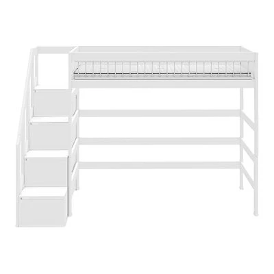 Lifetime Hochbett Mit Treppe Und Deluxe Lattenrost Absturzsicherung Streben Weiß Lackiert 2 Lifetime Hochbett Mit Treppe Und Deluxe Lattenrost Absturzsicherung Streben Weiß Lackiert – Bild 2