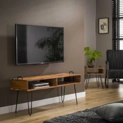 Rubjerg Design TV-Schrank Quadro Mit 2 Offenen Fächern Akazie Massiv Natur