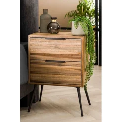 Rubjerg Design Nachttisch Teca Strip Mit 2 Schubladen Teakholz Verwittert -Kinder Haushaltswaren Geschäft x18xoxbyhcp4bo38f6njuulye4gn