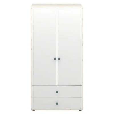 FLEXA Classic Kleiderschrank Mit 2 Türen U. 2 Schubladen Mattweiß/Lack Weiß/blau 2 FLEXA Classic Kleiderschrank Mit 2 Türen U. 2 Schubladen Mattweiß/Lack Weiß/blau – Bild 2