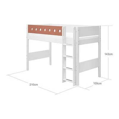 FLEXA White Mittelhohes Bett 90x200 Cm Mit Senkrechter Leiter Weiß/rotviolett 4 FLEXA White Mittelhohes Bett 90x200 Cm Mit Senkrechter Leiter Weiß/rotviolett – Bild 4
