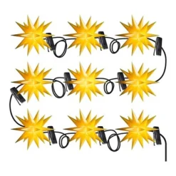 DecoTrend Sterntaler Mini-Sternenkette Ø12cm 9 Sterne Trafo In- Und Outdoor Gelb