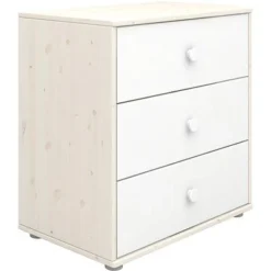 FLEXA Classic Kommode Mit 3 Schubladen Mattweiß/Lack Weiß