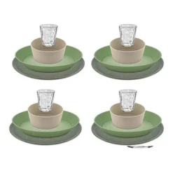 Koziol Geschirrset 16-teilig CONNECT SET BERGEN Nature Ash Grey/nat Leaf Green/nat Desert Sand 16er-Set