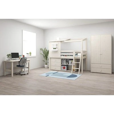 FLEXA Classic Halbhohes Bett Mit Halbem Baumhaus Aufsatz Mattweiß/weiß 5 FLEXA Classic Halbhohes Bett Mit Halbem Baumhaus Aufsatz Mattweiß/weiß – Bild 5