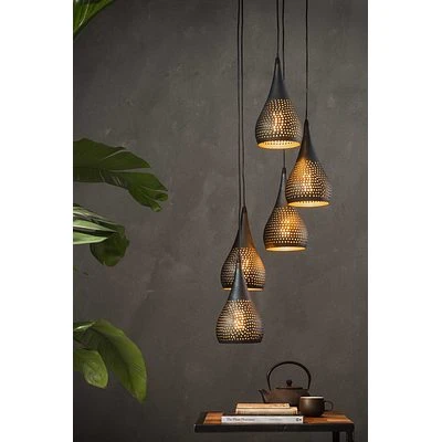 Rubjerg Design Hängeleuchte Stufenlocher 5 Leuchten Metall Schwarz/braun 5 Rubjerg Design Hängeleuchte Stufenlocher 5 Leuchten Metall Schwarz/braun – Bild 5