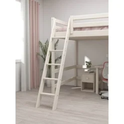 FLEXA Classic Hochbett 140x200cm Mit Schrägleiter Mattweiß -Kinder Haushaltswaren Geschäft xll4s5mxqch41664mqfvo9toa9y4