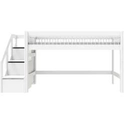 Lifetime Halbhohes Bett Breeze Mit Treppe Und Deluxe Lattenrost Weiß Lackiert -Kinder Haushaltswaren Geschäft xz7wvrewk7osqvvreuaz25n0ti17