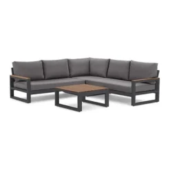 LIFE Soho Eck Lounge Set Lava/teak/mist Grey Soltex