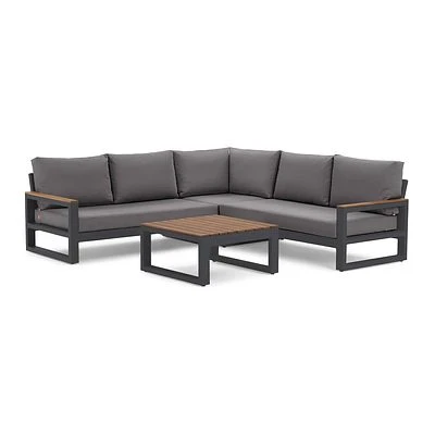 LIFE Soho Eck Lounge Set Lava/teak/mist Grey Soltex 1 LIFE Soho Eck Lounge Set Lava/teak/mist Grey Soltex