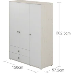 FLEXA Classic Kleiderschrank Mit 3 Türen U. 2 Schubladen Mattweiß/Lack Weiß/grün -Kinder Haushaltswaren Geschäft y51lr4kzdt8qdgjq883ta27sifm8