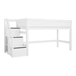 Lifetime Halbhohes Bett Mit Treppe Und Rollboden Weiß Lackiert