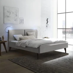 Hasena Tamara Polsterbett 180x200cm Fußhöhe: 25cm Nussbaum Geölt/Pepe Grau