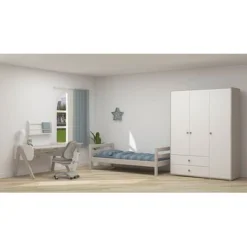 FLEXA Classic Kleiderschrank Mit 3 Türen U. 2 Schubladen Grau/Lack Weiß/blau -Kinder Haushaltswaren Geschäft ygq3f15tsyizott3rv4d7c8lnpy9