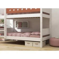 FLEXA White Etagenbett 90x200 Cm Mit Senkrechter Leiter Weiß/rotviolett -Kinder Haushaltswaren Geschäft yydtb98mauzxfv67zpqffbhmcjn3