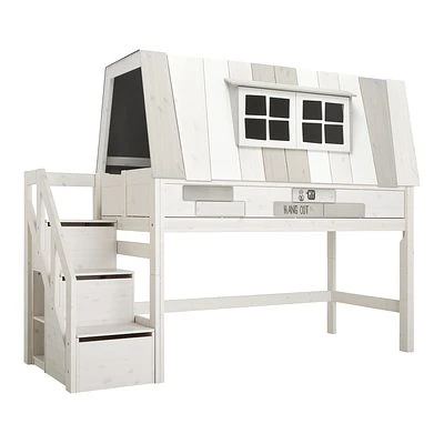 Lifetime Hangout Halbhohes Bett Mit Deluxe Lattenrost Und Treppe Whitewash 1 Lifetime Hangout Halbhohes Bett Mit Deluxe Lattenrost Und Treppe Whitewash