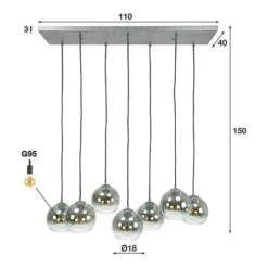 Rubjerg Design Hängeleuchte Bubble Shaded 7 Leuchten Rauchglas Altsilber -Kinder Haushaltswaren Geschäft zlklcck057zp93mt8unro2yfcsoj
