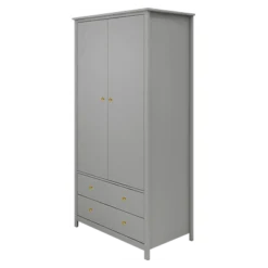 FLEXA Luna Kleiderschrank Mit 2 Türen Und 2 Schubladen Grau